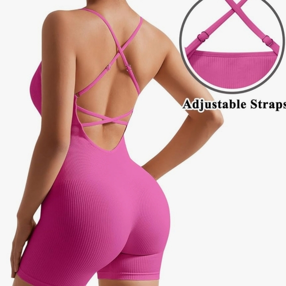 OMKAGI NWT Strappy Backless One Piece Bodycon Romper in Black Size Small - Picture 3 of 14